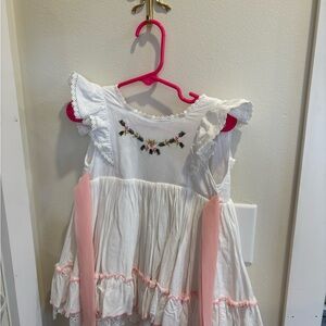 Charming White and Pink Kids Formal Dress